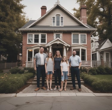 Smiling technician in uniform gently inspecting a home exterior for pests on a sunny day.