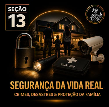 Capa da “Seção 13 - Segurança da VIda Real”, com fundo preto e detalhes dourados.