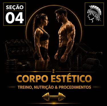 Capa da “Seção 04 – Corpo Estético”, com fundo preto e detalhes dourados.
