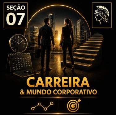 Capa da “Seção 07 - Carreira e Mundo Corporativo”, com fundo preto e detalhes dourados.