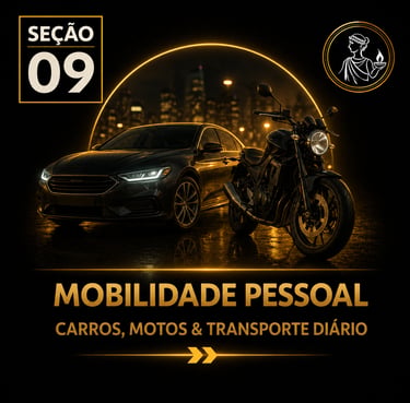 Capa da “Seção 09 - Mobilidade Pessoal”, com fundo preto e detalhes dourados.