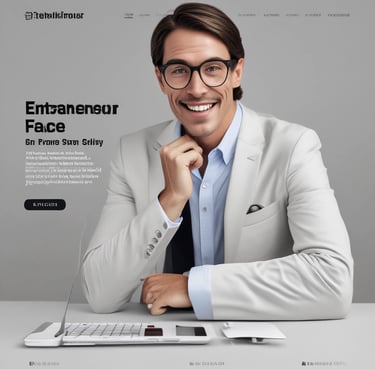 A happy small business owner reviewing her website on a laptop in a cozy office.