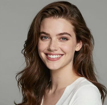 A candid photo of a happy person holding a camera, smiling warmly.