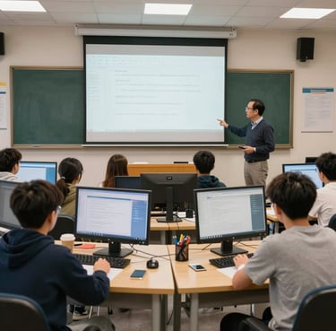 teaching session using powerpoint and computers