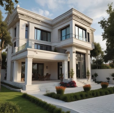 A happy customer smiling in front of their new home.