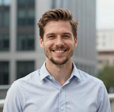 A smiling woman holding a reusable ply tote bag outdoors surrounded by greenery.