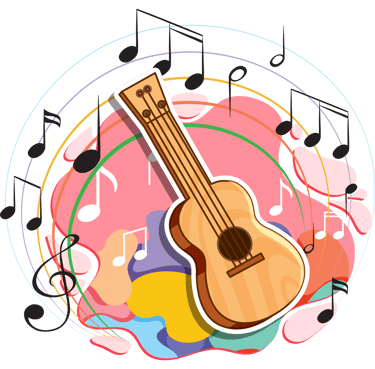 "Icon representing music tuition availability with a musical note, piano keys, and a book."