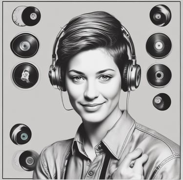 A cozy living room with a vintage record player and vinyl records displayed.