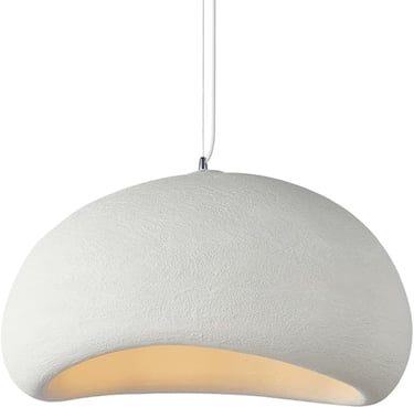 Modern white pendant light for minimalist dining room ambiance