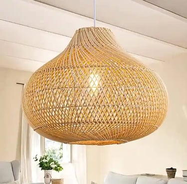 Pendant Lights, Large Wicker Chandelier Hand-Woven Boho Lighting For Dining Room