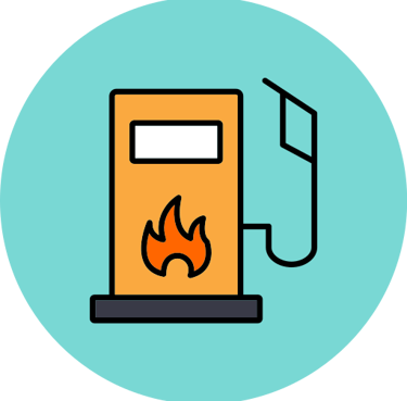 a gas station with a fire hydrant and a gas station