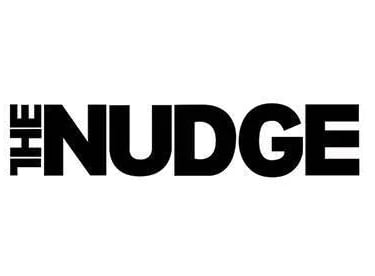 the nudgee nudge logo on a white background