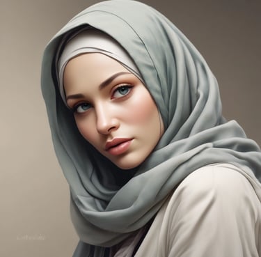 A happy customer wearing a stylish hijab from iramia.