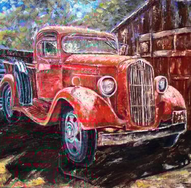 "Dodge" Oil on canvas, 16" x 20" (40 x 50 cm) $350