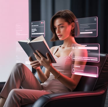 A women is reading eBook