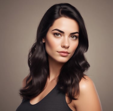 Bundles of straight hair extensions in two colors, dark brown and light blonde, secured with yellow bands. A metal ring holds sample strands with a tag attached, all placed on a soft, white furry surface.