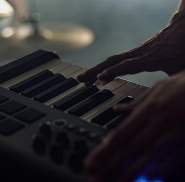 a person playing a musical instrument in a room