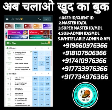 ONLINE CRICKET BETTING ID AVAILABLE DL MDL SMDL MASTER ID SUPER MASTER ID ADMIN ID AVAILABLE 
