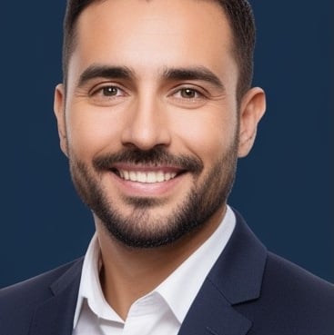 a man in a suit and white shirt smiling