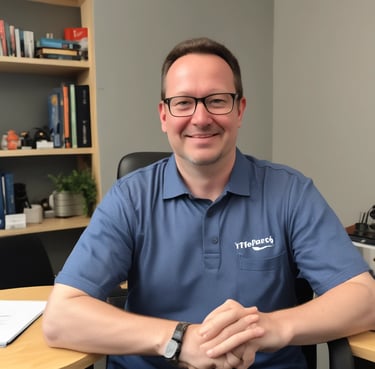 A professional technician assisting a client with computer hardware in a modern office.