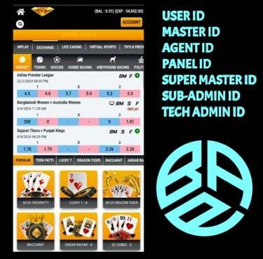 ONLINE CRICKET BETTING ID AVAILABLE DL MDL SMDL MASTER ID SUPER MASTER ID ADMIN ID AVAILABLE 