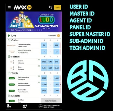 ONLINE CRICKET BETTING ID AVAILABLE DL MDL SMDL MASTER ID SUPER MASTER ID ADMIN ID AVAILABLE 