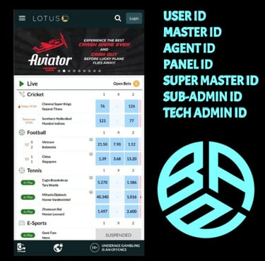 ONLINE CRICKET BETTING ID AVAILABLE DL MDL SMDL MASTER ID SUPER MASTER ID ADMIN ID AVAILABLE 