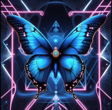 a blue butterfly butterfly on a blue background
