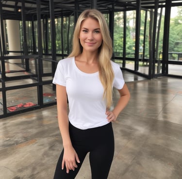 woman wearing black crew-neck shirt