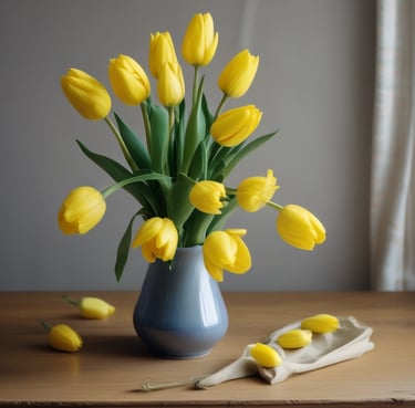 Two children are engaged in activities in a room with a checkered floor. A boy stands at a small table, working with a large, patterned bowl and a jug. A girl sits in a chair beside him, focusing on her task. The room features a large window, a radiator, and kitchen utensils hanging on the wall.
