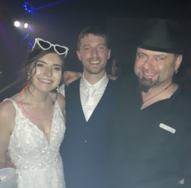 Emily, John and Jeff at their Wedding Reception