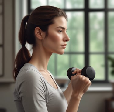 A smiling man engaged in a personal training session at home.