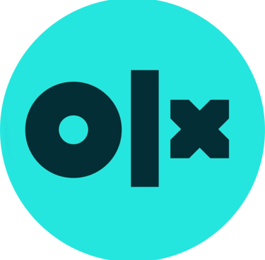 a blue and green logo with the word ok