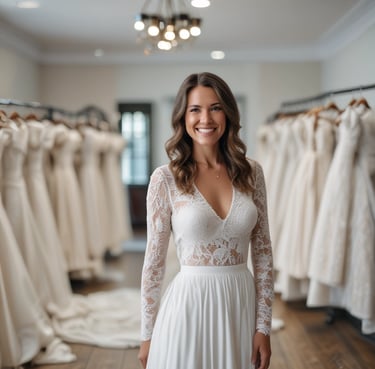 Smiling middle-aged woman standing proudly in front of her freshly painted house.