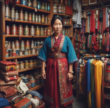 A satisfied customer holding freshly cleaned laundry with a smile.