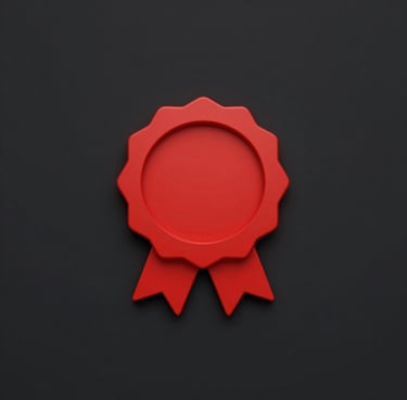 redmedal award ribbon icon on a dark background representing quality or achievement.
