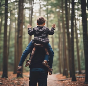 A happy parent and child unwrapping a thoughtful gift together at home.