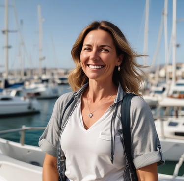 A happy couple reviewing property documents together in a sunny El Gouna terrace.