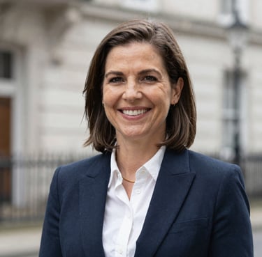 Professional photo of a smiling businesswoman delivering training in a modern office.