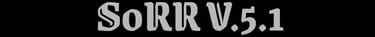 a black and white logo text that says sorr v.5.1
