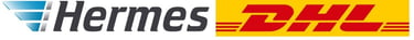 helenas diaetshop versendet mit hermes und dhl - logos beider versanddienstleister