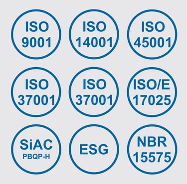 um conjunto de diferentes tipos de selos de certificação.