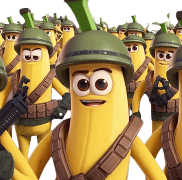 a bunch of bananas are standing in a row of soldiers