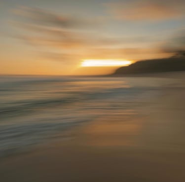 Abstract long exposure of a sunset at Savinia beach in Mauritius, with blurred motion creating a dreamy and surreal effect