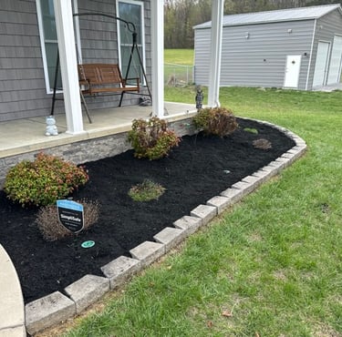 fresh mulch in landscaping bed