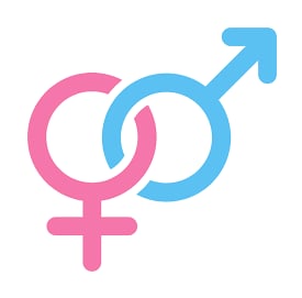 symbole unisexe bleu et rose