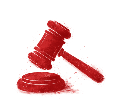 Ilustração estilizada de um martelo judicial