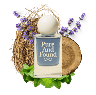 PureAndFound Fragrance Bottle with the fragrance notes.