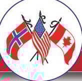 norwegian, american and canadian flags
