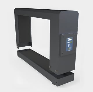 detector de metais industrial base removível para não precisar cortar a correia transportadora
